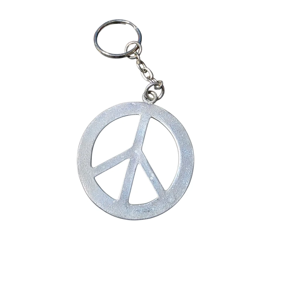 Silver Peace Sign Keychain